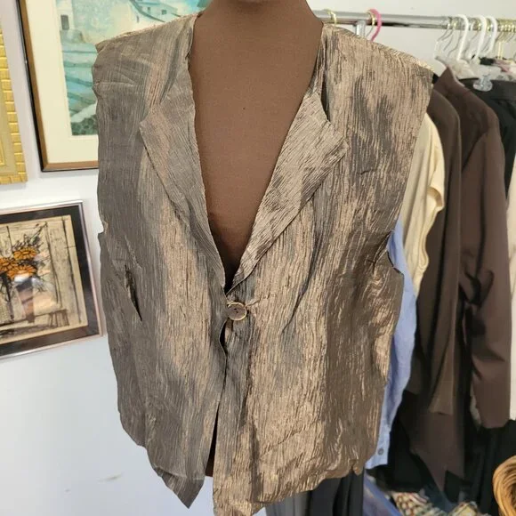 Susan Kirscher Designer Copper Metallic Vest Size Large - Picture 1 of 7